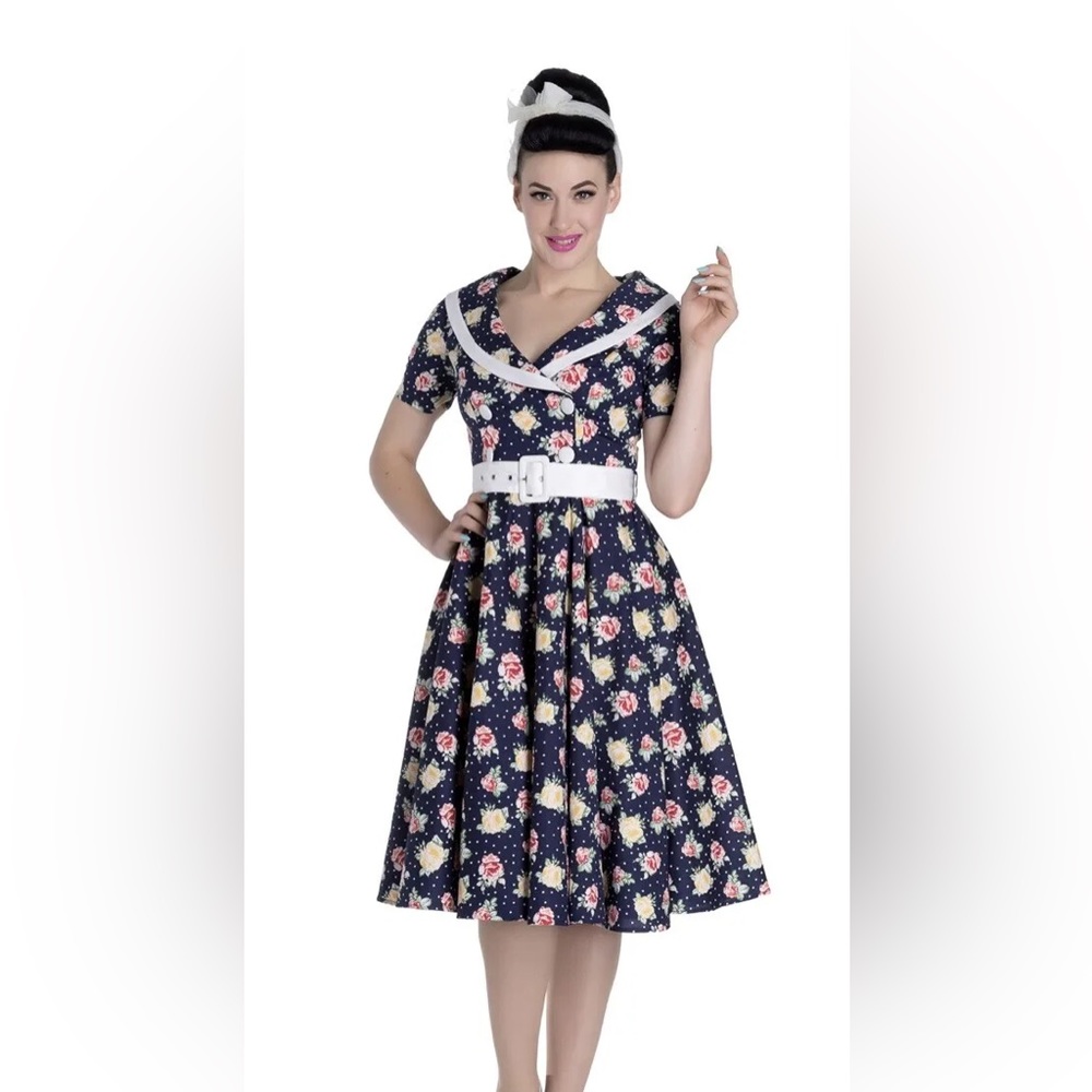 Hell Bunny Vixen 50’s Emma Vintage Style Polka Dot Dress Size XL